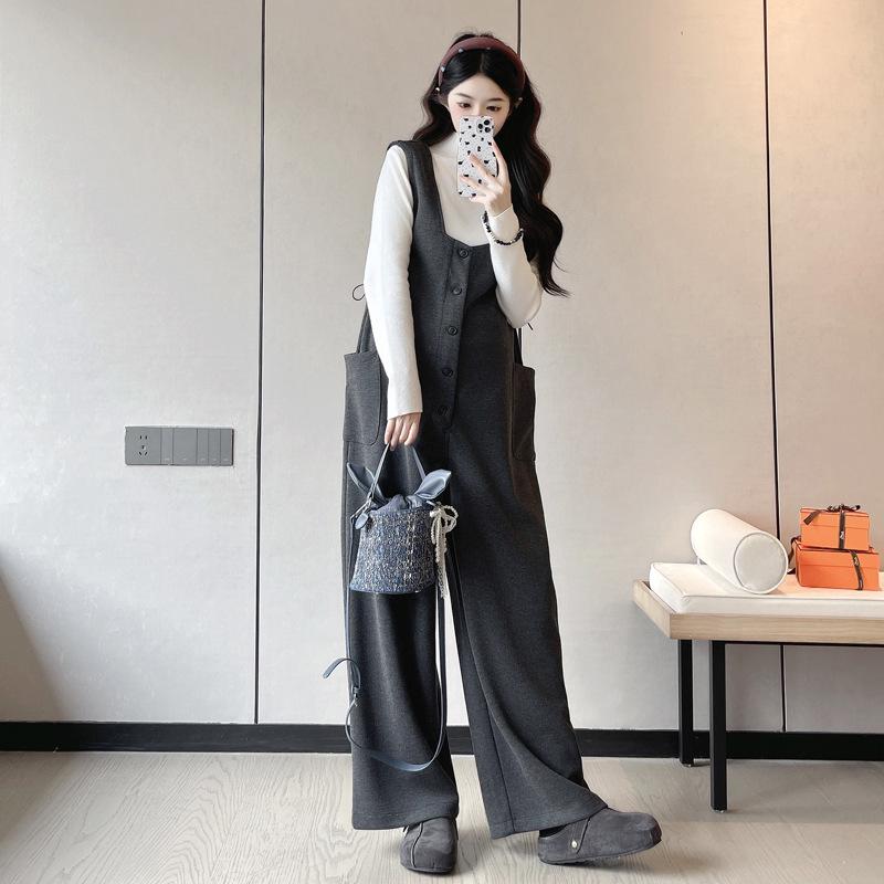 Autumn Winter 2025 Cashmere Velvet Maternity Overalls: Stylish, Age-Reducing, High-Grade, Plus Size