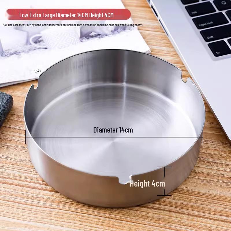 Extra Large Stainless Steel Ashtray: Windproof, Anti-Fall Design for Home, Restaurant, Hotel, or Business Gift Use
