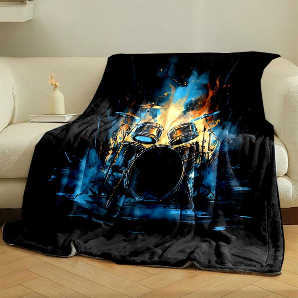 Fiery Drum Set Explosion print blanket soft and cozy perfect for the living room bed sofa or a nap,gift