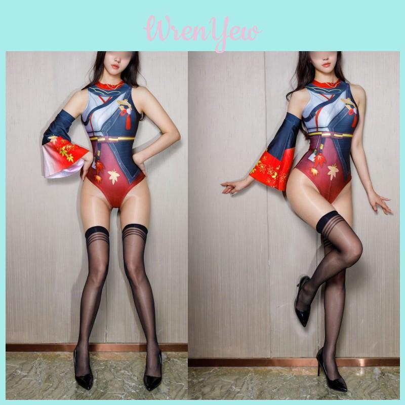 Original Sin Cosplay Costume Kaedehara Kazuha's Anime Swimsuit Outfit