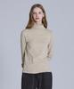 BASIC HOUSE Women'S High-Neck Stretch Long-Sleeve T-Shirt Beige Lats0219