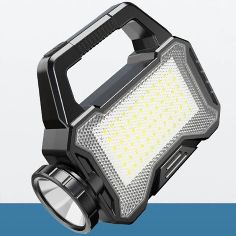 Solar Camping LanternType C Rechargeable Long Range Outdoor Camping Searchlight Waterproof Powerful Handheld Spotlight Torch COB