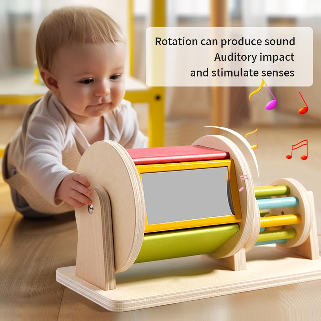 Wooden Childrens Montessori Educational Drum With Color Recognition Sensory Toy For Early Learning