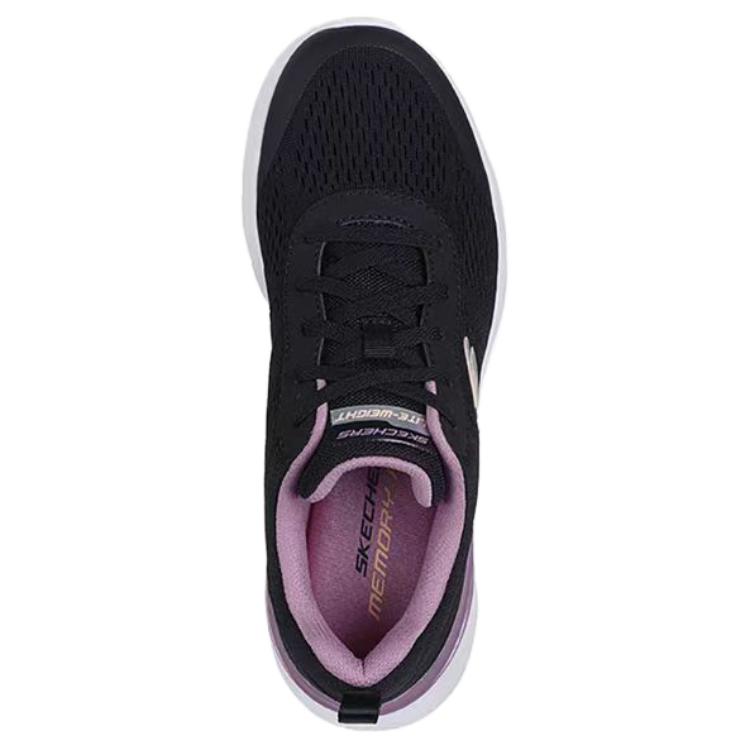 Skechers Sport Womens Comfortable Versatile Breathable Lightweight Low-Top Casual Shoes Women Sneaker Black Pink 150370-BKMV