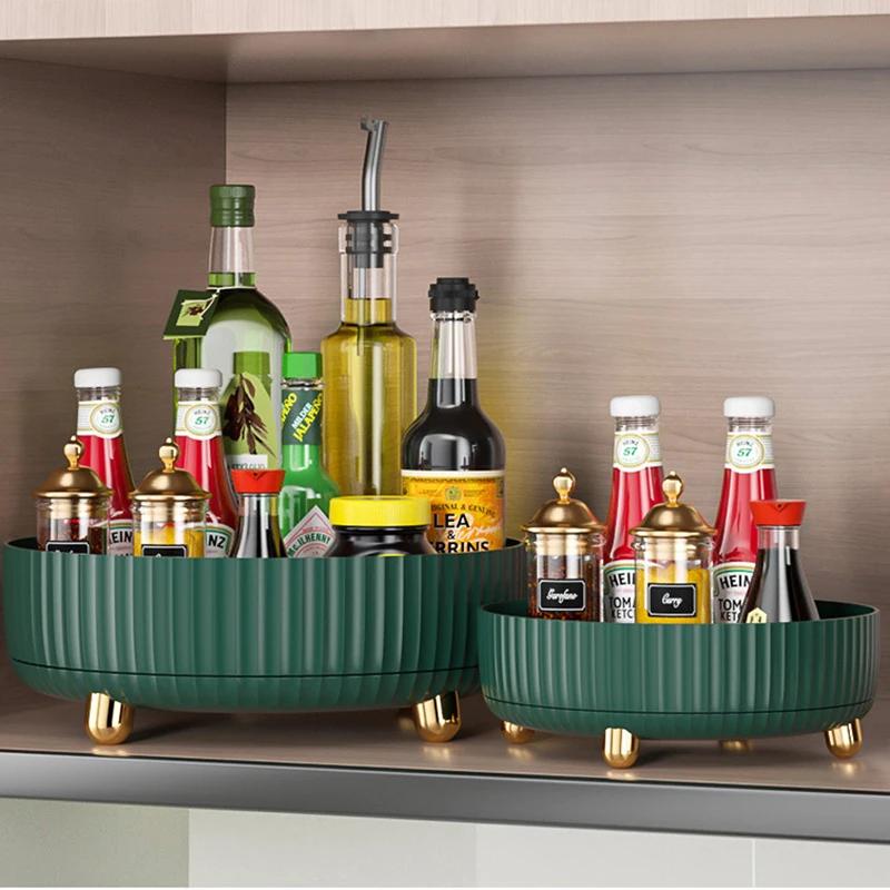 360 Degree Rotating Anti Slip Spice Rack Kitchen Seasoning Storage Rack Rotating Storage and Skincare Cosmetics Storage Rack