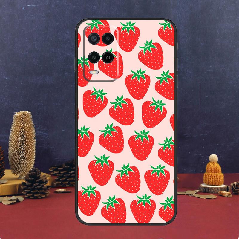 Cute Strawberry Case For Oppo A80 A60 A40 A78 A98 A58 A38 A18 A54 A74 A94 A96 A76 A16 A15 A17 A57 A5 A6 Pro
