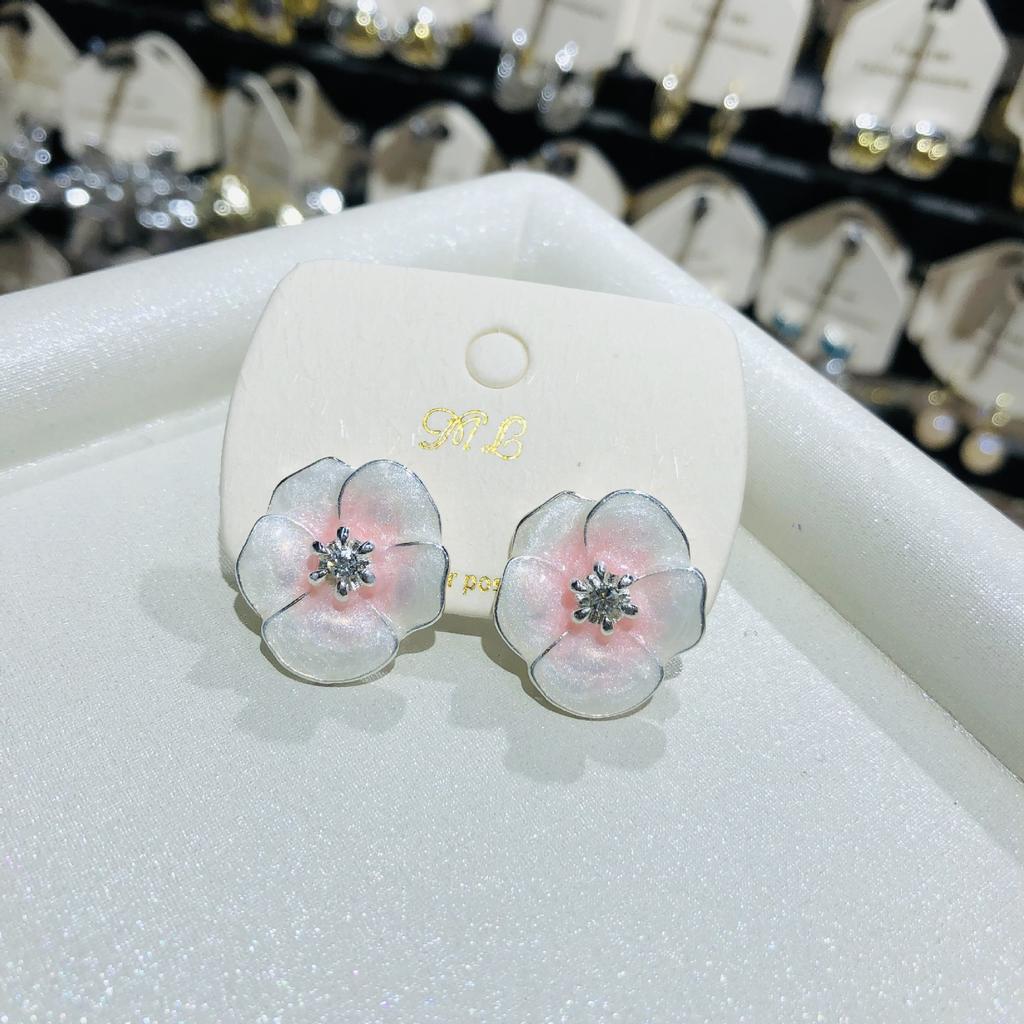 Fashion Jewelry Sweet Design Spring/Summer Blue Pink Enamel Flower High End Earrings Party Gifts for Women