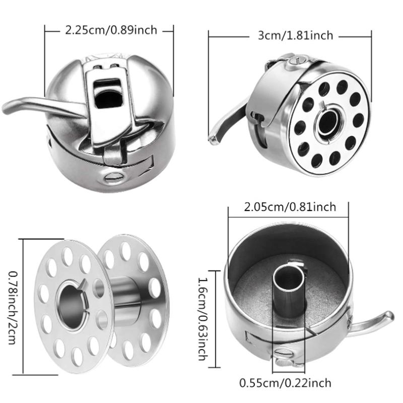 Leere Spulen Nähmaschinenspulen Klarsichtplastik-/Metallspulen und Aufbewahrungsbox Nähmaschinenzubehör Werkzeuge
