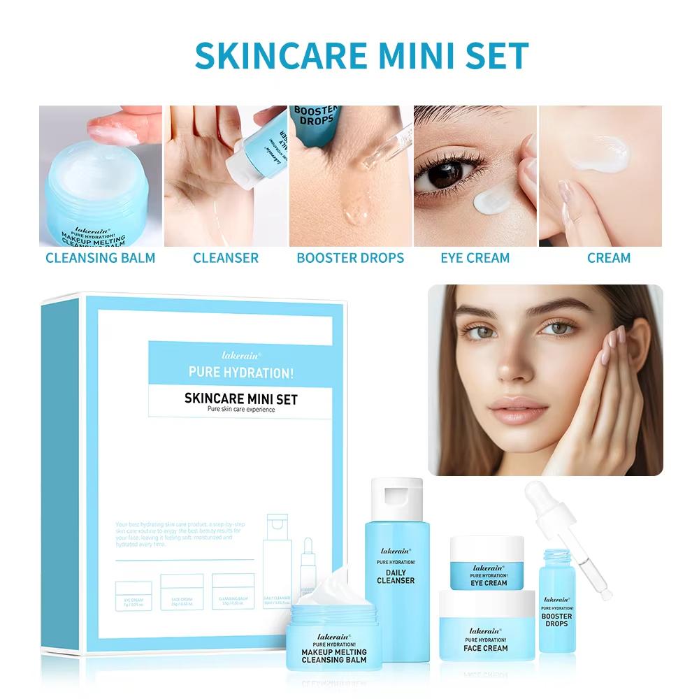 Hautpflege Mini-Set Reiniger Make-up Entferner Feuchtigkeitscreme & Augencreme zur Hydratisierung der Haut Flugzeugfreundliche Größen Hautpflegeset Anti-Falten Hautpflege