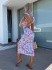 2025 Summer Elegant French Floral Slit Midi Dress