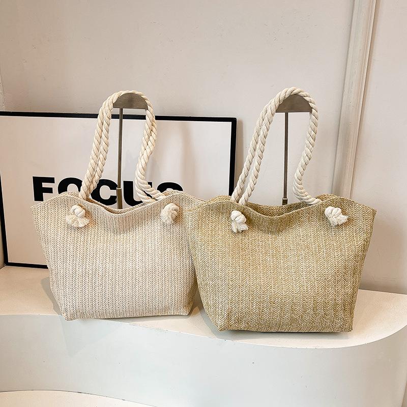 Women Large Capacity Straw Woven Single Shoulder Tote Underarm Casual Handbag