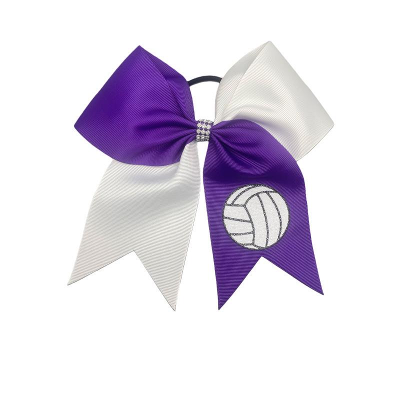 Cross-Border Basketball Bow Hair Ties: Two-Color Splicing Swallowtail Elastic Hair Accessories for Girls
