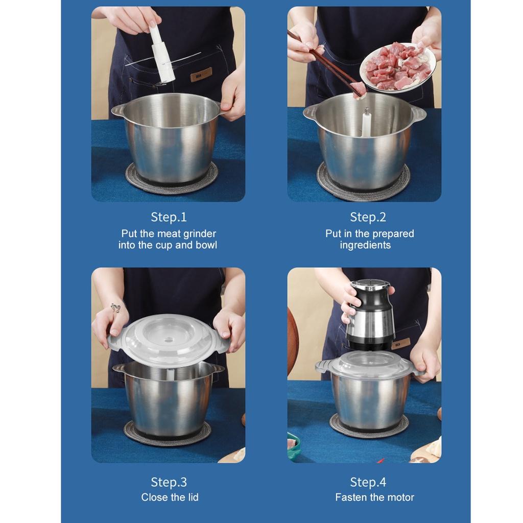 3/2L 250/300W  2 Speeds Foods Processor Sausage Maker Electric Meat Grinders Meat Vegetable Chopper Stainless Steel Crusher Slicer