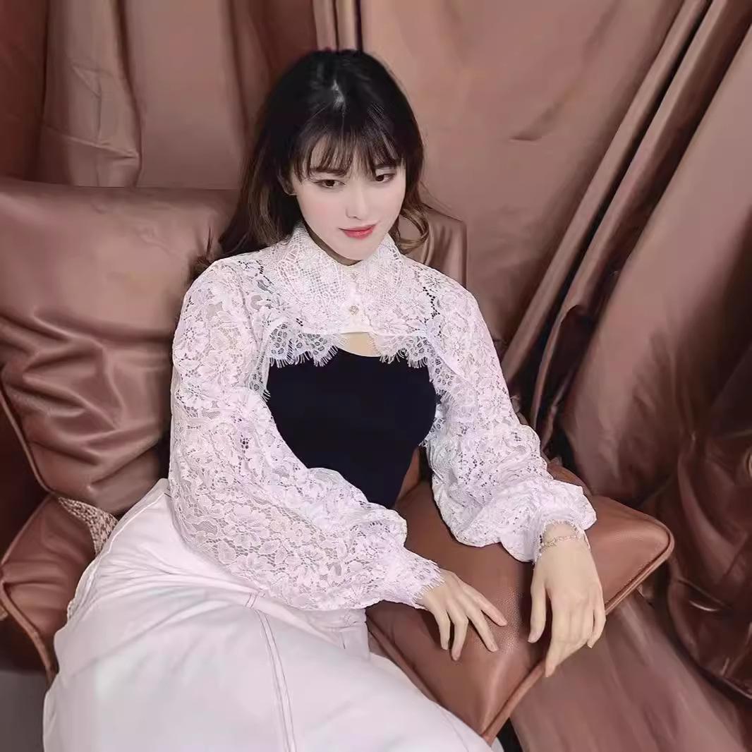 

Long Sleeve Lace Shawl: Spring/Summer Women s Accessory for Sleeveless Dresses One Size білий