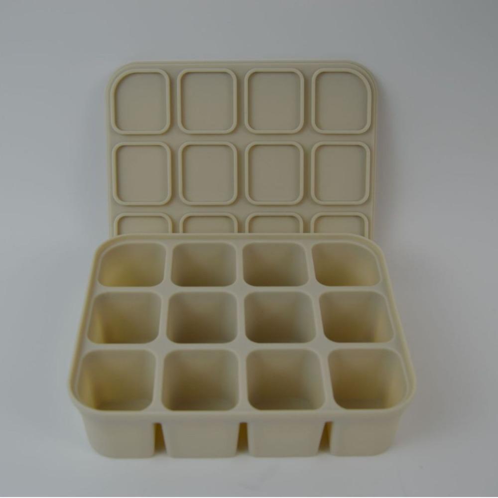 12 Grids Ice Cube Trays with Lid Silicone Ice Making Molds Easy Release Anti-stringing Food Storage Container for Freezer