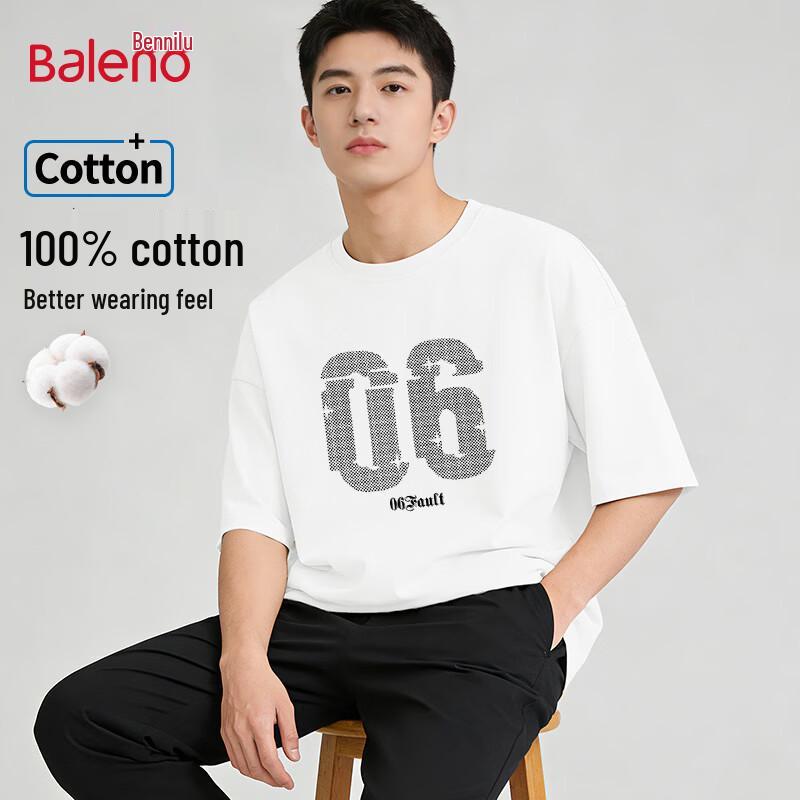 Baleno Men s Graphic Print Pure Cotton Short Sleeve T-shirt M