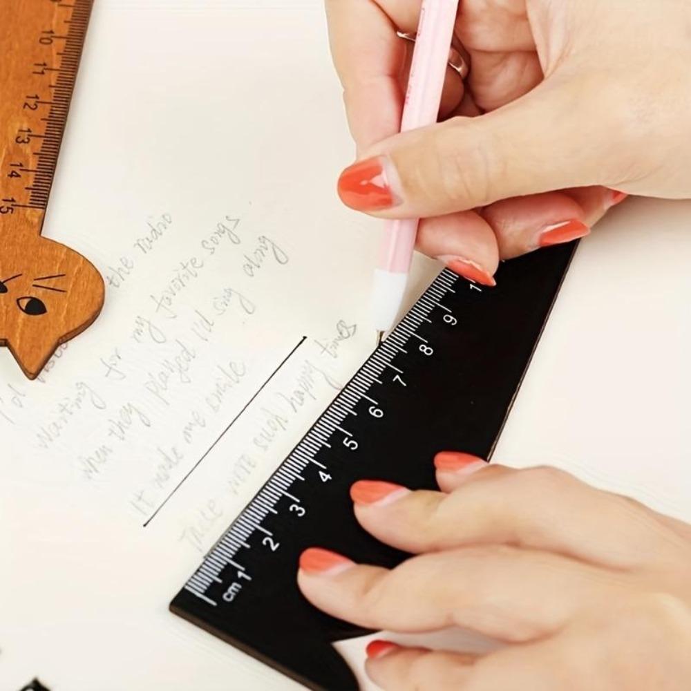 2Pcs 15cm Scale Ruler Creative Cartoon Ruler Cat Wooden Ruler Student Stationery Straight Ruler Office School Supplies