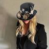 Medieval Women Fedoras Hat Steampunk Halloween Flat Top Hat Carnivals Party Hat