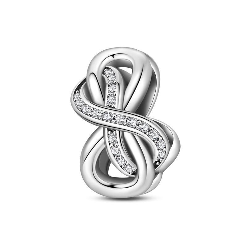 New Original Copper Charms Lucky Infinity Symbol Heart Beads Pendants Fit Bracelet Necklace Diy Jewelry Gift