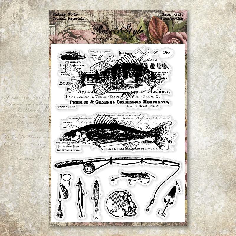 1SET hand account transparent silicone seal retro background basic seal DIY decorative hand account rubber stamp mushroom manuscript paper