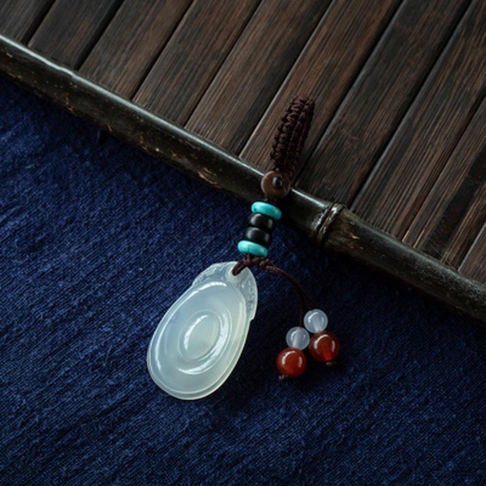 Bag Hanging Lucky Stone Pendant Beads Car Keyring Creative Phone Chain Lanyard  Key Decoration