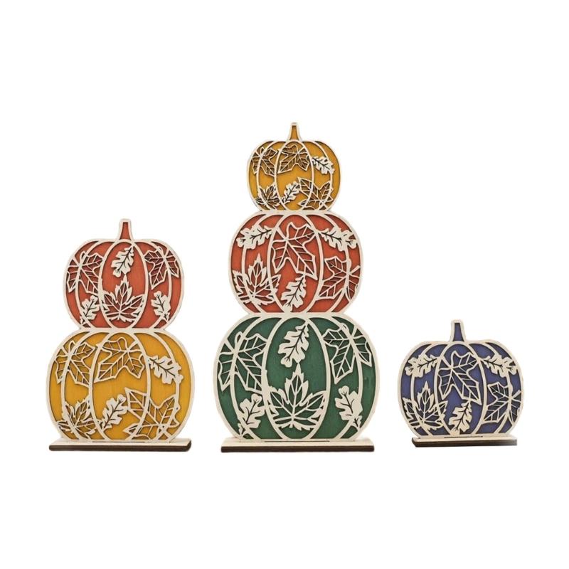 Fall Wooden Table Signs with Led Light r Autumn Thanksgiving Tiered Tray Decors Tabletop Centerpieces Pumpkin Block Sign