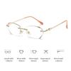 Anti Blue Light Reading Glasses For Women Frameless Silver Polygonal Presbyopia Glasses Computer Readers Elegant Metal Boundless