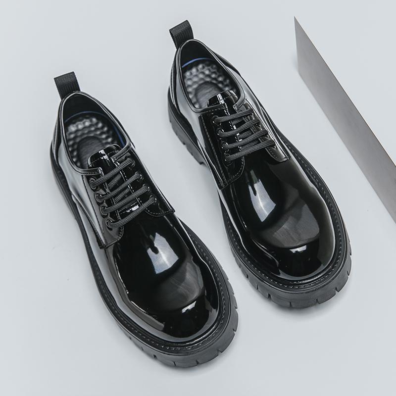 Patent Leather Men's Formal Shoes Comfortable Platform Luxury Genuine Leather New Elegant Man Wedding Social Derby Shoes