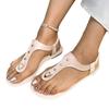 Große Größe flache Sandalen 2025 Sommer neu Zehensandalen bequem Oberbekleidung elastische Sandalen Damen