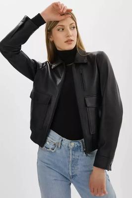 Leather Motorcycle Classy Design Women's Jacket Biker Stylish Real Soft Black Lambskin