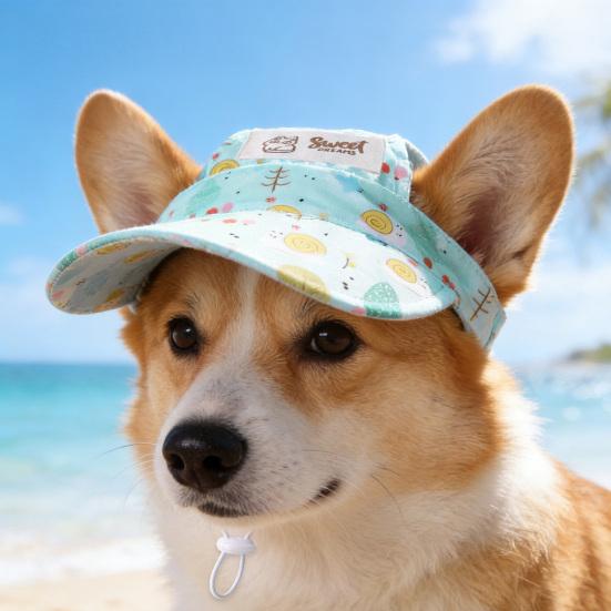 Pet Sun Hat Plaid Cat Baseball Cap with Ear Holes Adjustable Elastic Cord Cute Print Brimmed Cap for Cats And Dogs Sun Protection Outdoor Walking