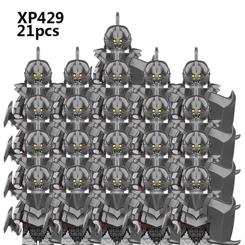 KT1056 21pcs WW2 Movie Character SET Magic Ring Lord Medieval Dwarf Soldier Shield Soldier Army Figure Bricks Toys for Kids Gift