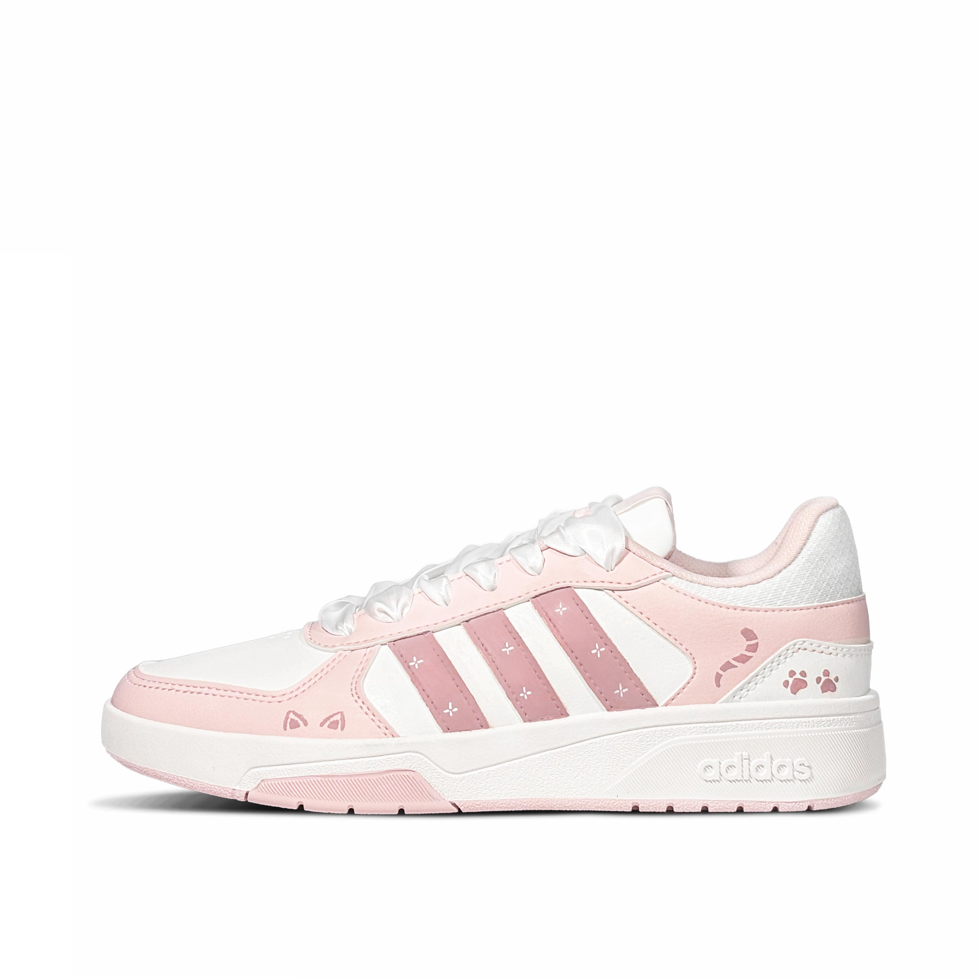 

Adidas COURTBEAT Cute Heart Melting Cat Low top Skateboard Shoes Unisex Pink White KI6785(Team-814) 36⅔