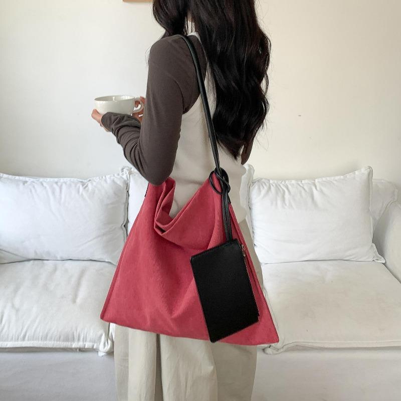 Canvas bag Lazy wind splicing tote bag Commuter large capacity New fashion Mother and child shoulder bag Women