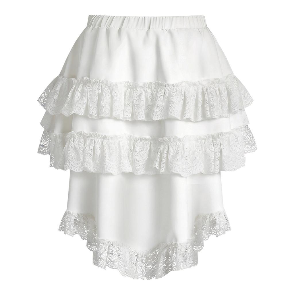 Gothic Punk Skirt With Lace Hem For Alternative Fashion And Daily Wear