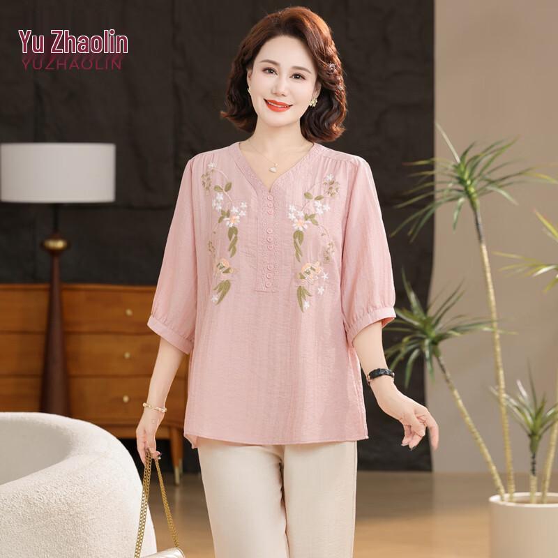 YUZHAOLIN Women s Summer Three-Quarter Sleeve Shirt & Top Set 5XL