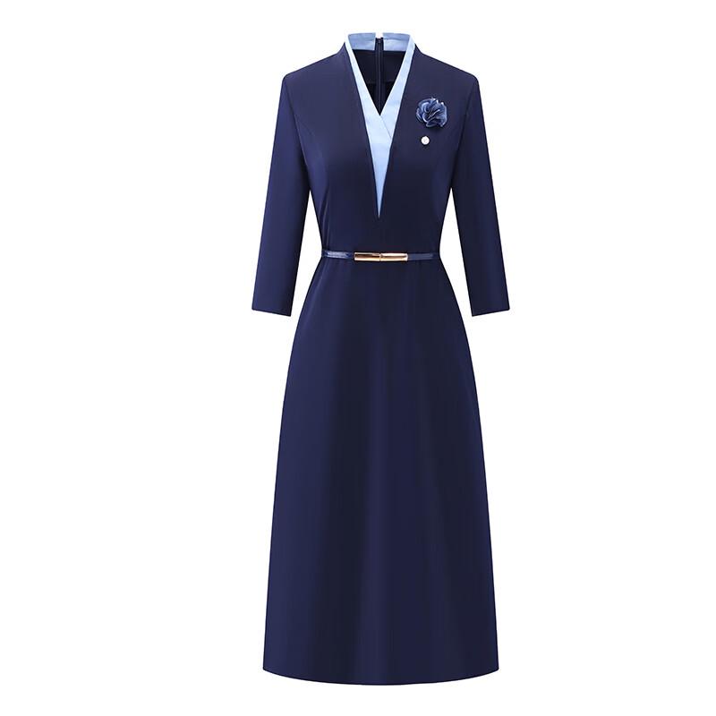 

Женское офисное платье А-силуэта с V-образным вырезом для通勤 3XL