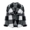 Ladies' Fashionable V Neck Long Sleeved Pocket Color Blocked Cardigan Flannel Warm Sleepwear Jacket