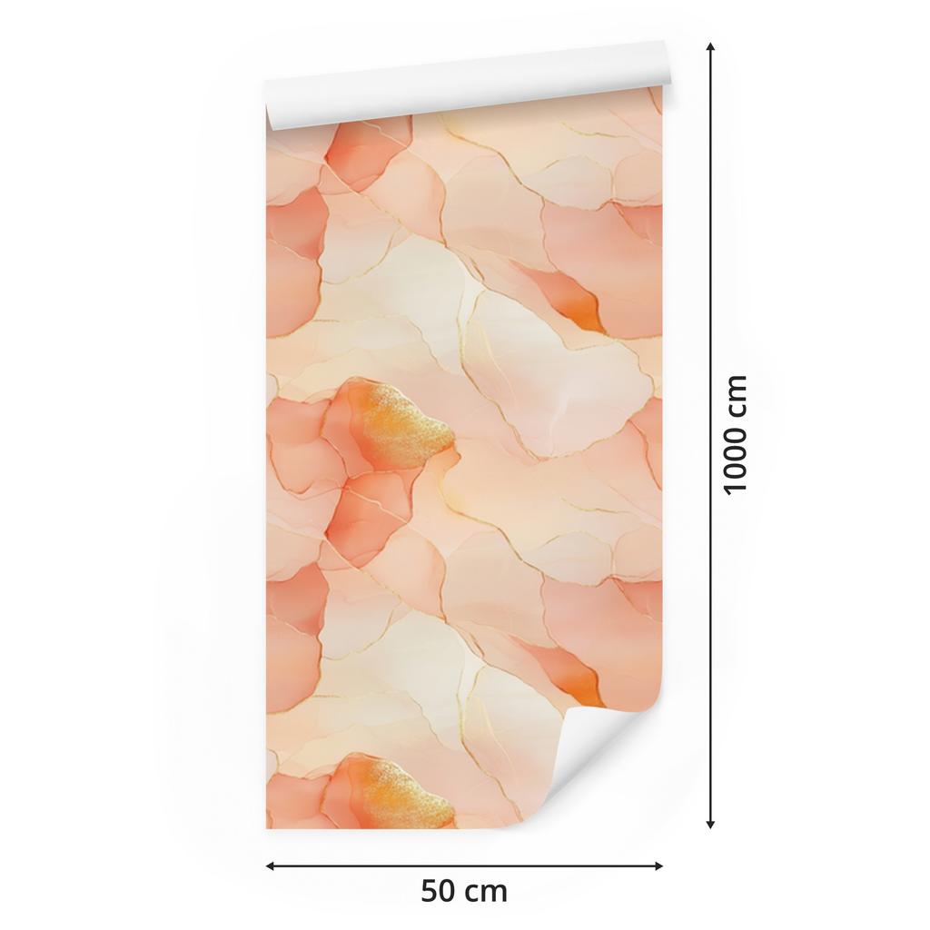 Ink wallpaper cream, peach, white and gold 50x1000