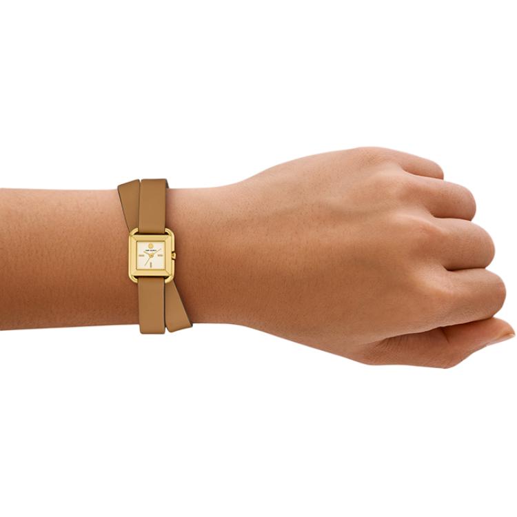 Tory Burch Quartz Watch Leather Strap 18mm Beige Dial 30m Water Resistant Unisex watches TBW6025