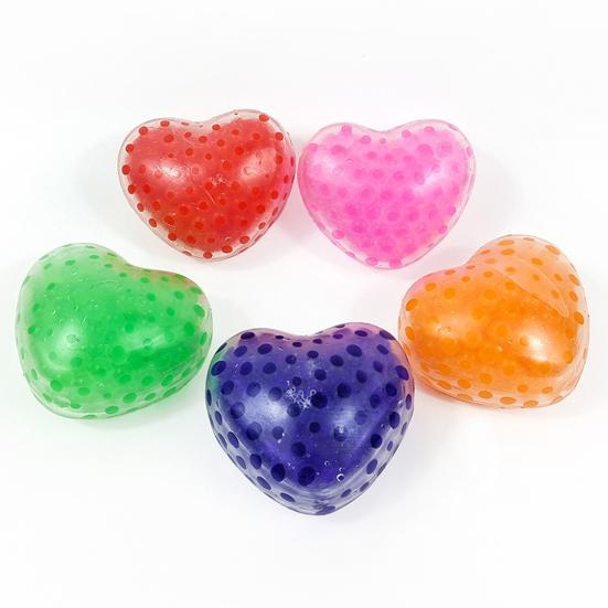 2Pcs Squeeze Toy Love Bead Stress Balls Heart Shaped Stress Relief Vibrant Colored Fun Fidget Toy for Kids