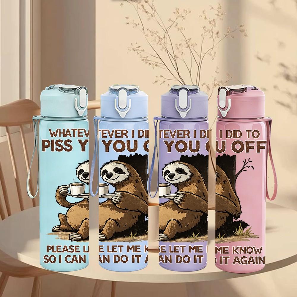 1PC Grumpy Bear Funny Sarcastic Quote 750ml Color Plastic Sports Water Bottle Leakproof Flip Straw Lid Suitable for Sports Office Home Use