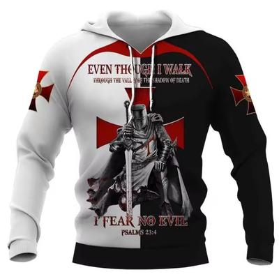 Innowacyjna fajna bluza z kapturem z motywem rycerza męska modna, swobodna, średniowieczna, drukowana w 3D, z długim rękawem, sweter