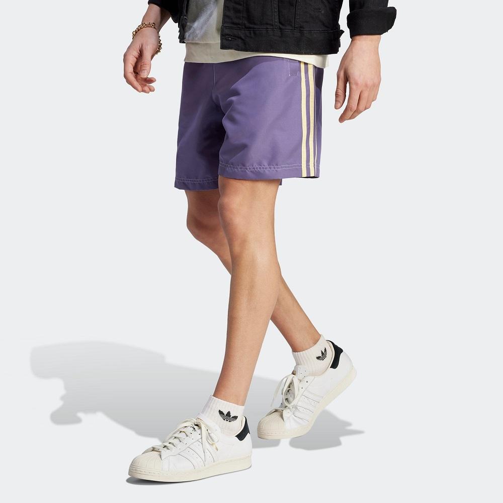 Adidas Originals Trefoil Enjoy Poly Shorts With Three-Stripe Logo Print Men Shorts Tech-Purple IT8188