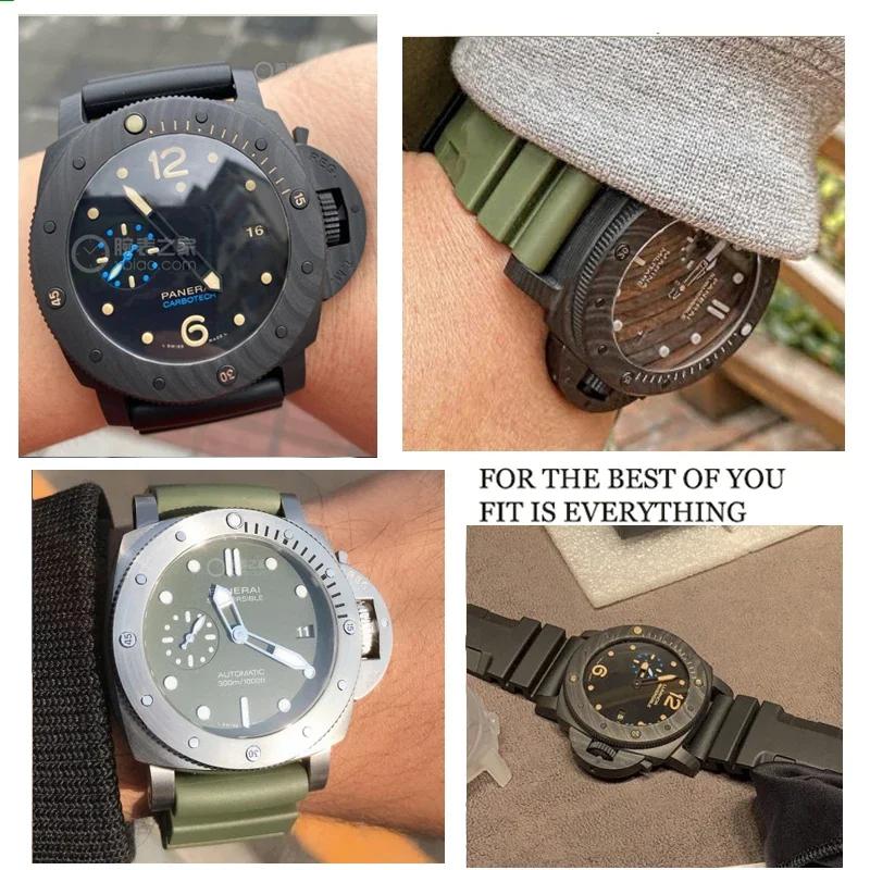 For Panerai SUBMERSIBLE PAM 111 441 616 Watchbands Soft Silicone Rubber 22mm 24mm Men's Watch accessories Strap