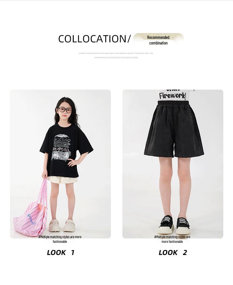 You Jia Meng Mädchen Baumwoll-Kurzarm-T-Shirt mit Aufdruck - Sommer Freizeitmode