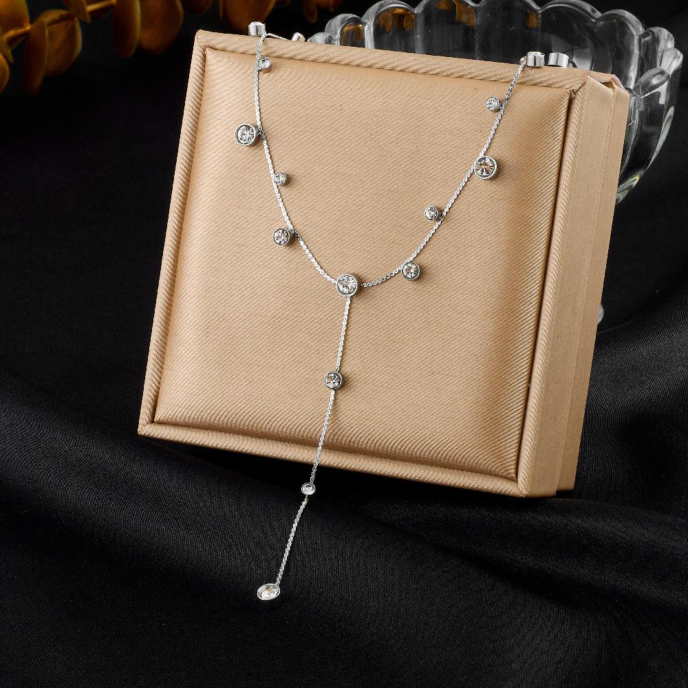 Simple Love Heart Disc Y-Shape Long Tassel Necklace Minimalist Versatile Everyday