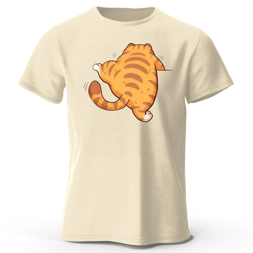 New Creative Vanished Orange Cat Cotton Short Sleeved Summer MensWomens Comfortable Loose Large Running Fitness Tshirt Top