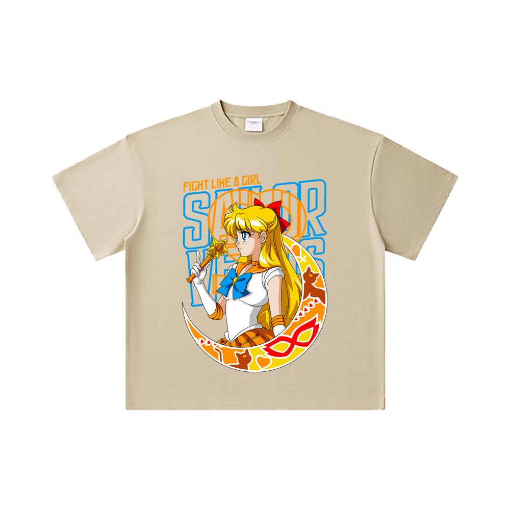 260 GSM Double Yarn 32 Count 100% Cotton Sailor Moon V5 Venus Print Unisex Heavy Cotton T Shirt