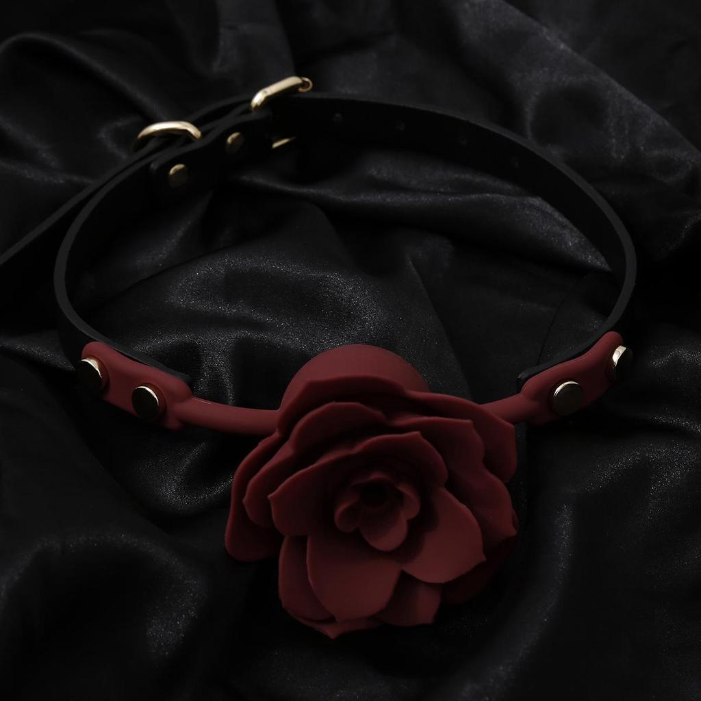 Silicone Rose-Shaped Mouth Gag - BDSM Adult Erotic Training Toy